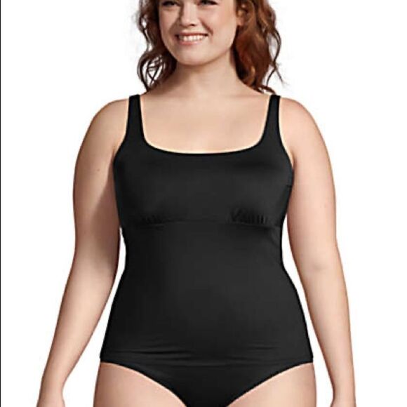 Land’s End Plus standard Tummy Control Square Neck Land’s underwire tankini top - Picture 2 of 13